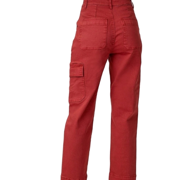 RISEN NWT High Rise Cargo Boyfriend Jeans Rolled Up Hem Size 15/32 Color Brick - Picture 2 of 16